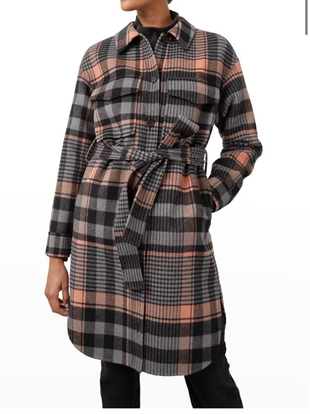 Plaid long trench Jacket